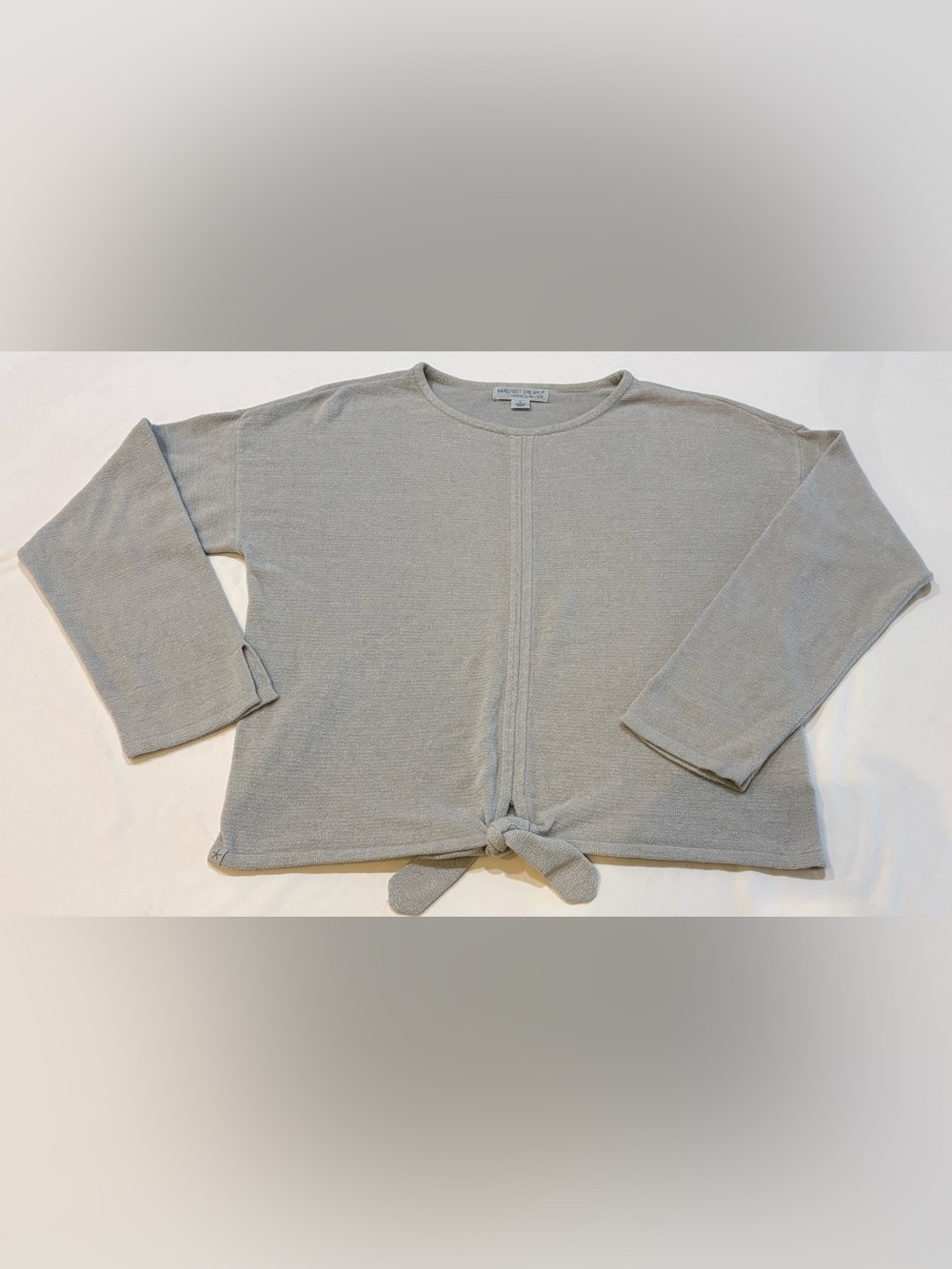 BAREFOOT DREAMS LARGE COZYCHIC ULTRA LITE TIE FRONT SWEATER / TOP GRAY GREAT PRE